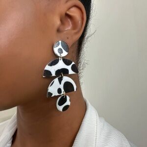 Black and White Geometric Earrings